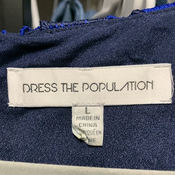 Dress the Population Blue Rose Lace Dress L - Picture 7 of 13